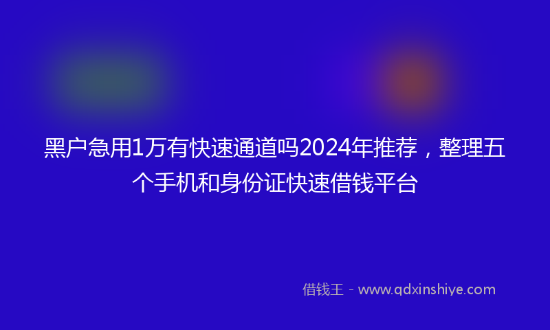 黑户急用1万有快速通道吗2024年推荐，整理五个手机和身份证快速借钱平台
