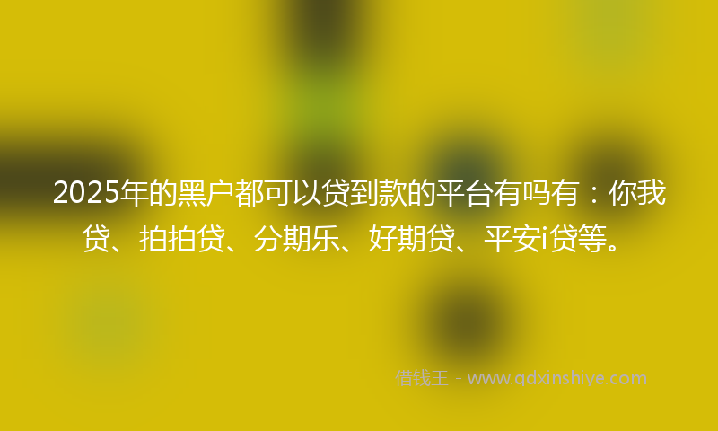 2025年的黑户都可以贷到款的平台有吗有：你我贷、拍拍贷、分期乐、好期贷、平安i贷等。
