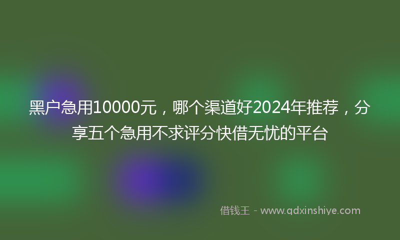 黑户急用10000元，哪个渠道好2024年推荐，分享五个急用不求评分快借无忧的平台