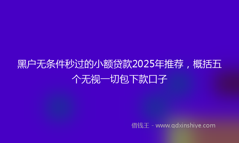 黑户无条件秒过的小额贷款2025年推荐，概括五个无视一切包下款口子
