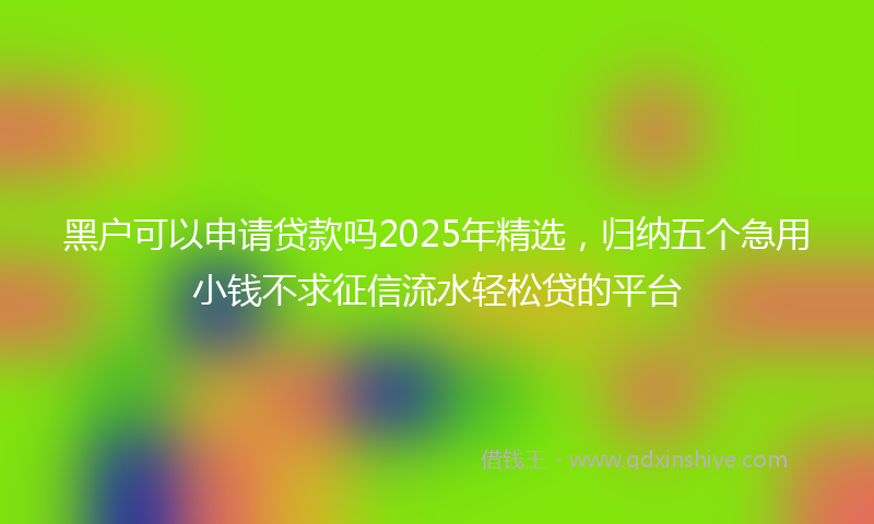 黑户可以申请贷款吗2025年精选，归纳五个急用小钱不求征信流水轻松贷的平台