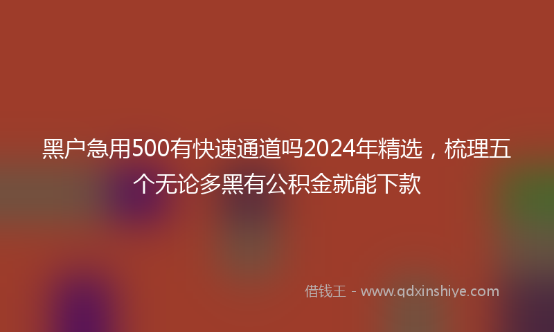 黑户急用500有快速通道吗2024年精选，梳理五个无论多黑有公积金就能下款