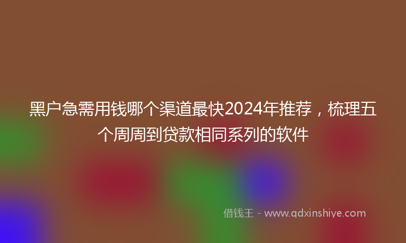 黑户急需用钱哪个渠道最快2024年推荐，梳理五个周周到贷款相同系列的软件