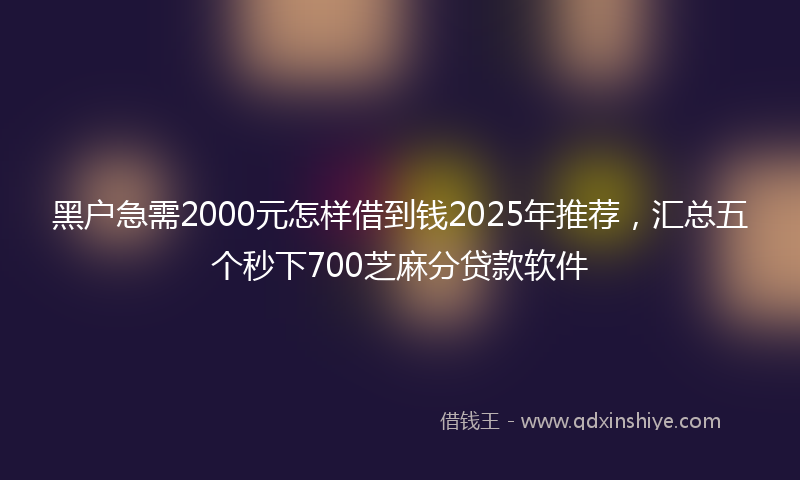 黑户急需2000元怎样借到钱2025年推荐,汇总五个秒下700芝麻分贷款软件