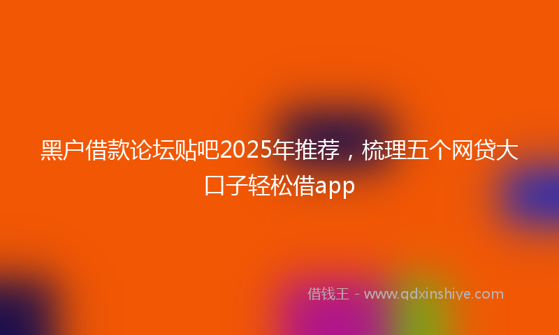 黑户借款论坛贴吧2025年推荐，梳理五个网贷大口子轻松借app