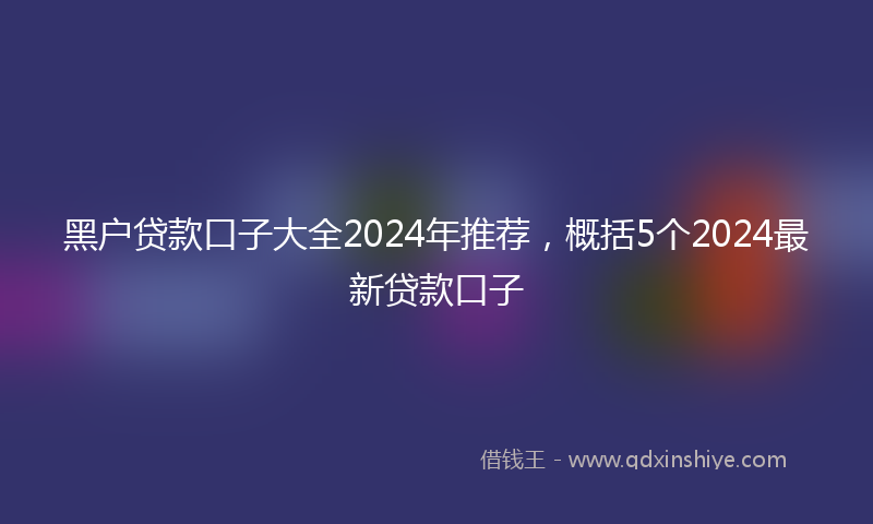 黑户贷款口子大全2024年推荐，概括5个2024最新贷款口子