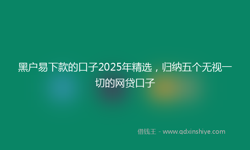 黑户易下款的口子2025年精选，归纳五个无视一切的网贷口子