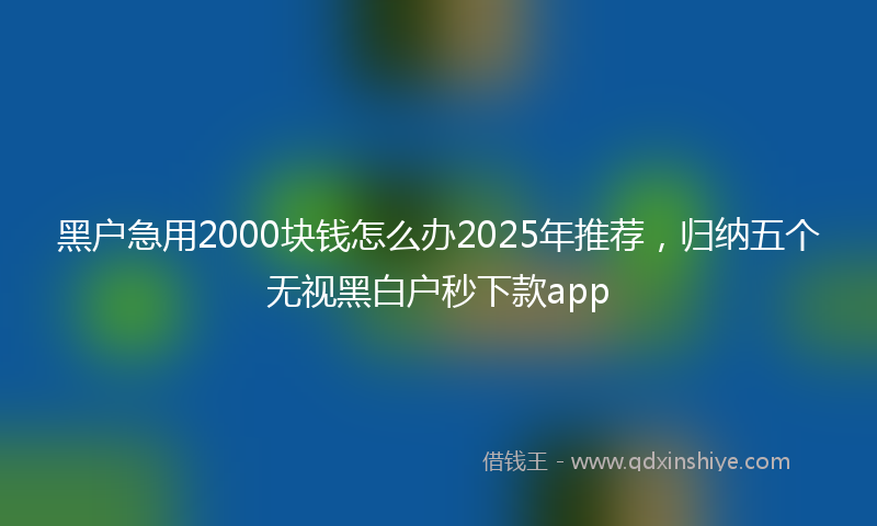 黑户急用2000块钱怎么办2025年推荐，归纳五个无视黑白户秒下款app