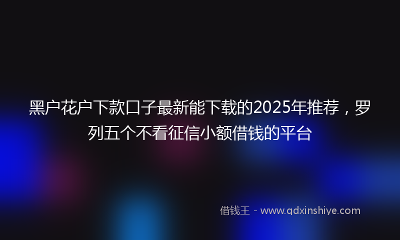 黑户花户下款口子最新能下载的2025年推荐，罗列五个不看征信小额借钱的平台