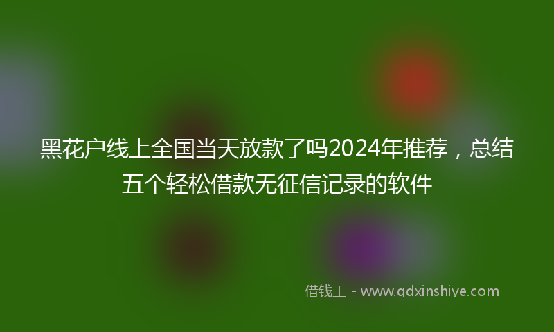 黑花户线上全国当天放款了吗2024年推荐，总结五个轻松借款无征信记录的软件