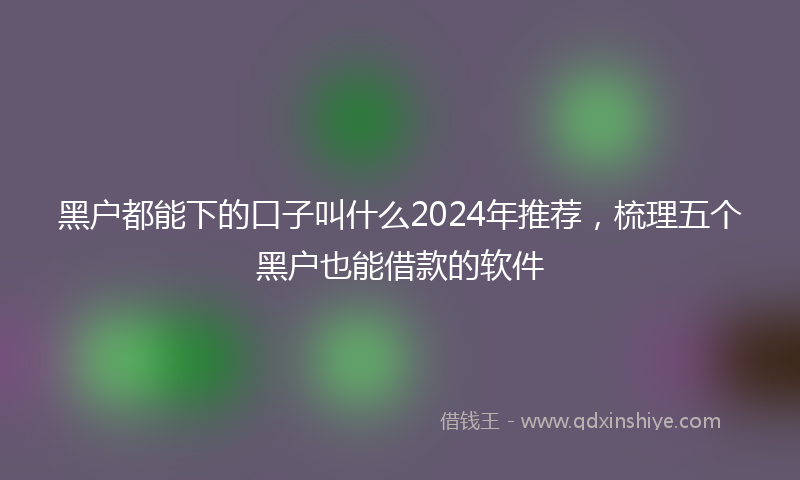 黑户都能下的口子叫什么2024年推荐，梳理五个黑户也能借款的软件