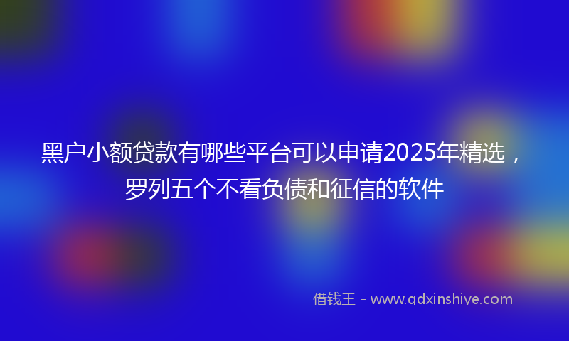 黑户小额贷款有哪些平台可以申请2025年精选，罗列五个不看负债和征信的软件