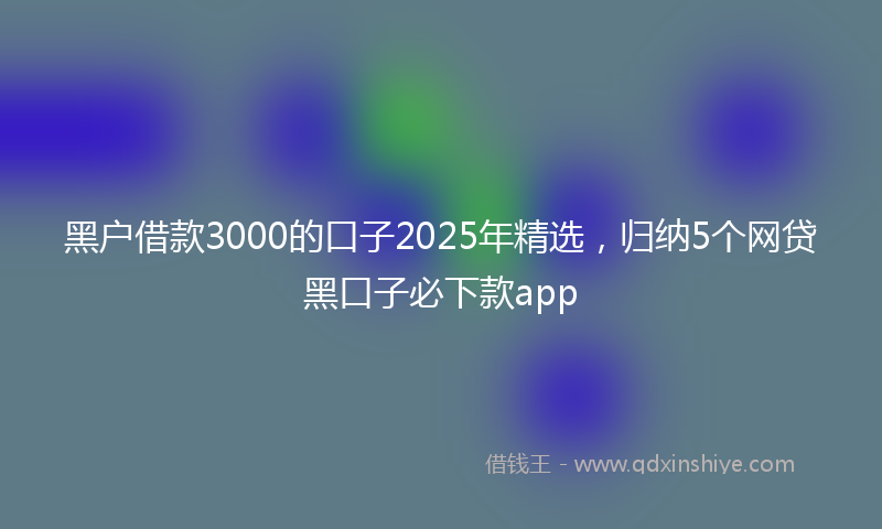 黑户借款3000的口子2025年精选，归纳5个网贷黑口子必下款app