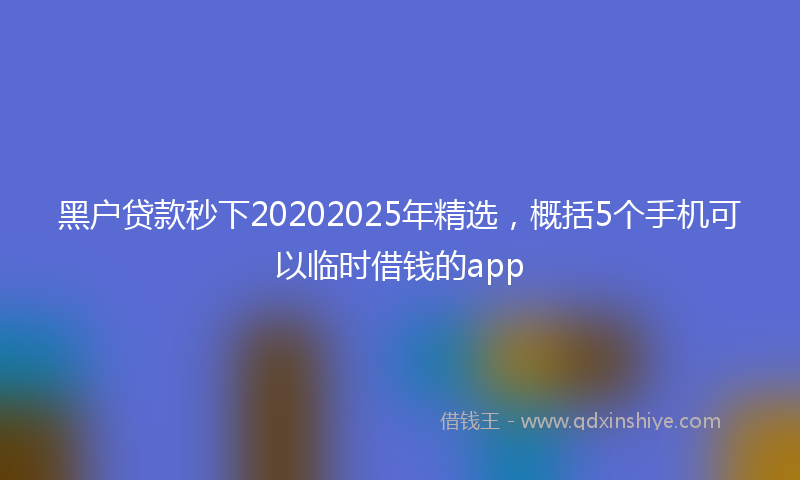 黑户贷款秒下20202025年精选，概括5个手机可以临时借钱的app