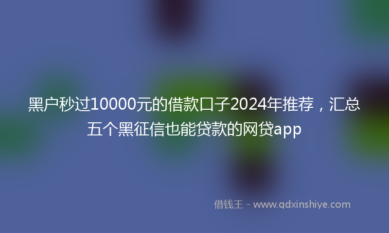 黑户秒过10000元的借款口子2024年推荐，汇总五个黑征信也能贷款的网贷app