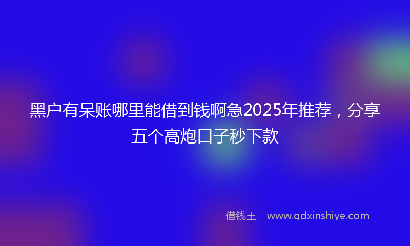 黑户有呆账哪里能借到钱啊急2025年推荐，分享五个高炮口子秒下款