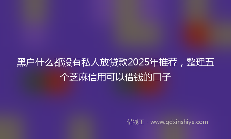黑户什么都没有私人放贷款2025年推荐，整理五个芝麻信用可以借钱的口子
