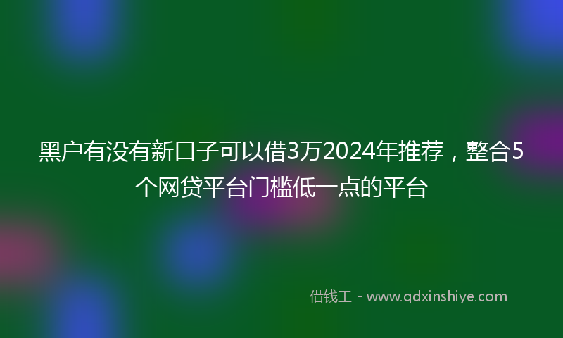 黑户有没有新口子可以借3万2024年推荐，整合5个网贷平台门槛低一点的平台