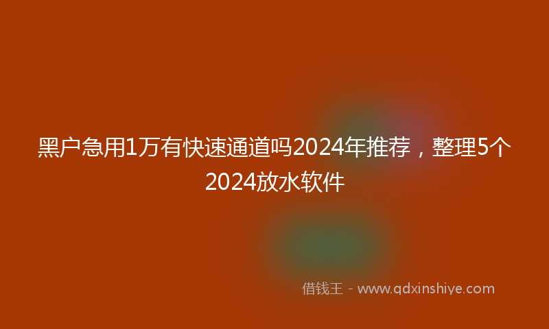 黑户急用1万有快速通道吗2024年推荐，整理5个2024放水软件