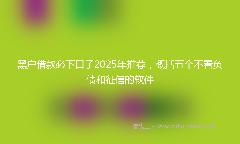 黑户借款必下口子2025年推荐，概括五个不看负债和征信的软件