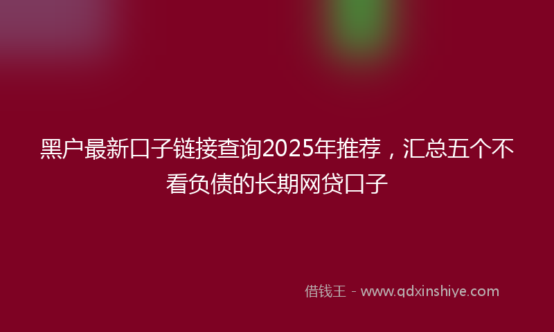 黑户最新口子链接查询2025年推荐，汇总五个不看负债的长期网贷口子