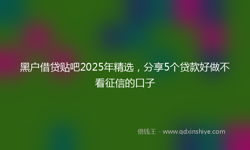 黑户借贷贴吧2025年精选，分享5个贷款好做不看征信的口子