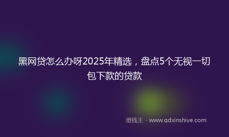 黑网贷怎么办呀2025年精选，盘点5个无视一切包下款的贷款