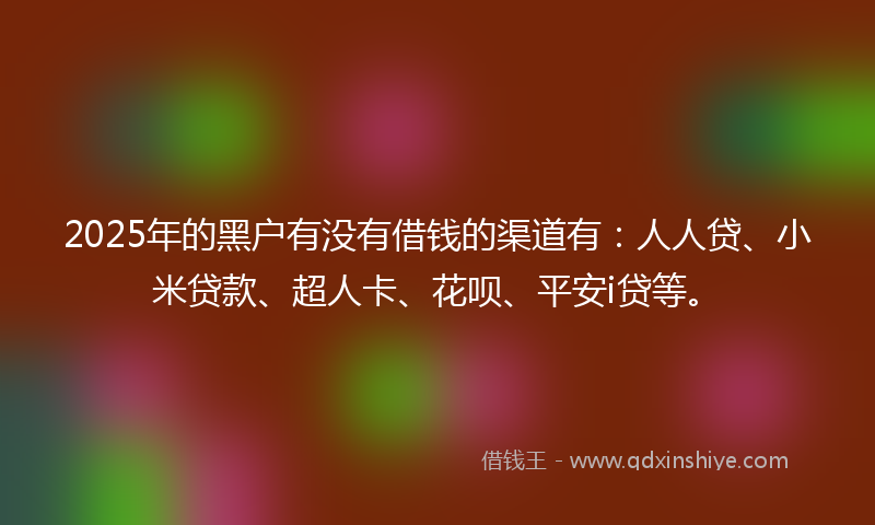 2025年的黑户有没有借钱的渠道有：人人贷、小米贷款、超人卡、花呗、平安i贷等。
