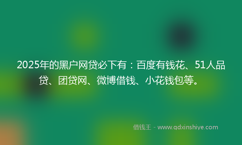 2025年的黑户网贷必下有：百度有钱花、51人品贷、团贷网、微博借钱、小花钱包等。