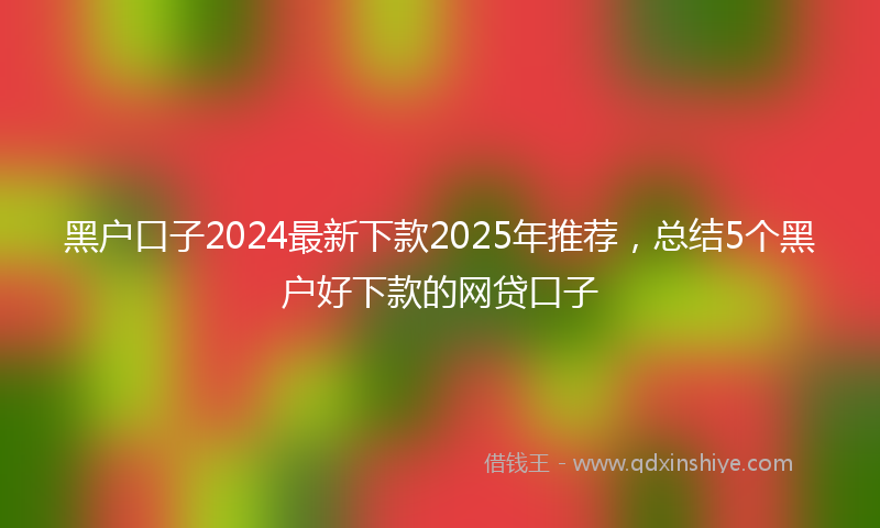 黑户口子2024最新下款2025年推荐，总结5个黑户好下款的网贷口子