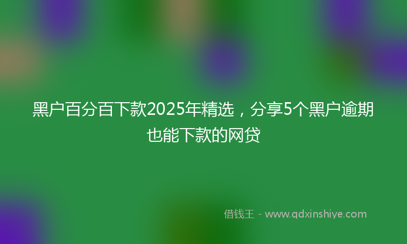 黑户百分百下款2025年精选，分享5个黑户逾期也能下款的网贷