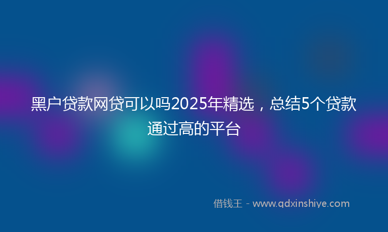 黑户贷款网贷可以吗2025年精选，总结5个贷款通过高的平台
