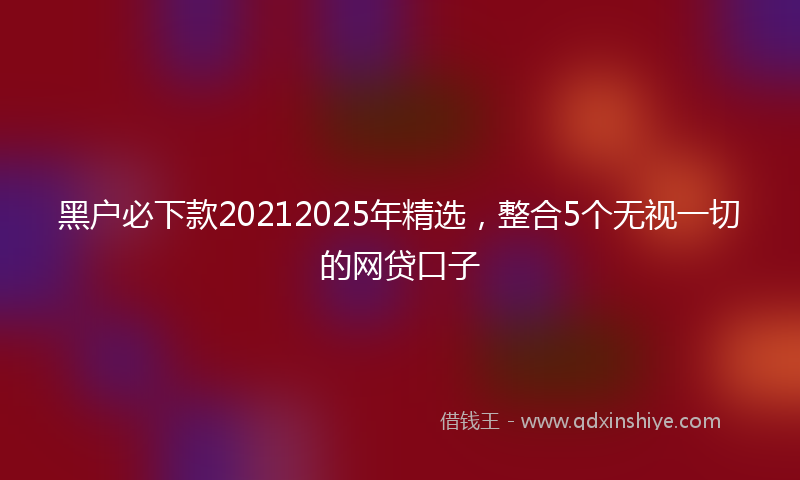 黑户必下款20212025年精选，整合5个无视一切的网贷口子