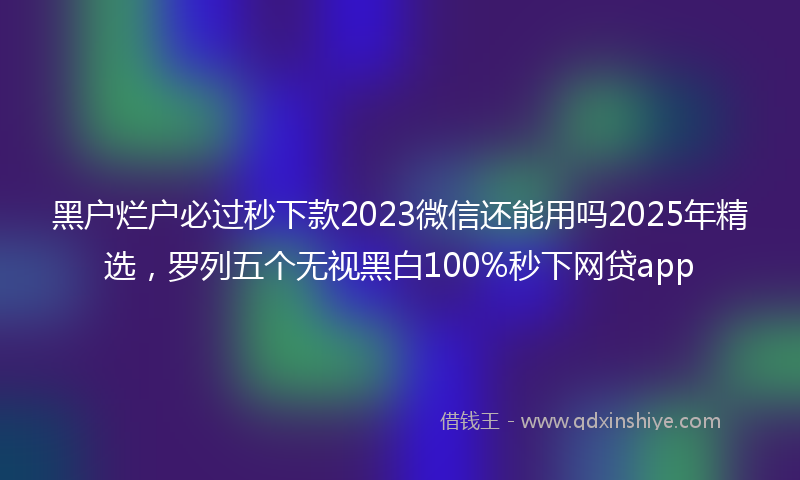 黑户烂户必过秒下款2023微信还能用吗2025年精选，罗列五个无视黑白100%秒下网贷app