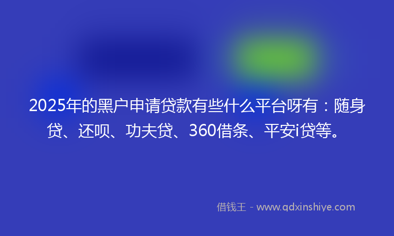 2025年的黑户申请贷款有些什么平台呀有：随身贷、还呗、功夫贷、360借条、平安i贷等。