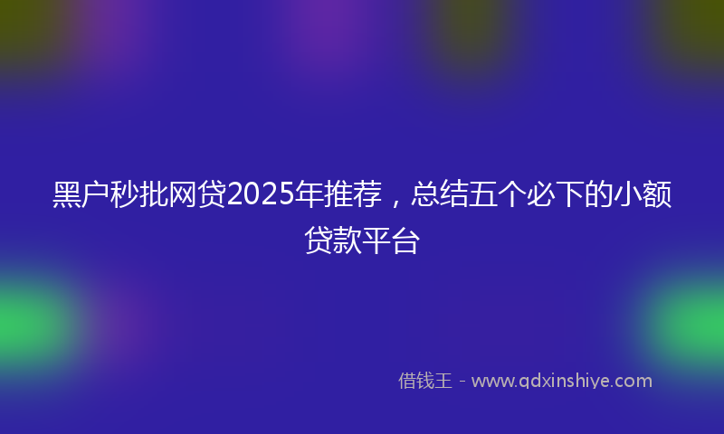 黑户秒批网贷2025年推荐，总结五个必下的小额贷款平台