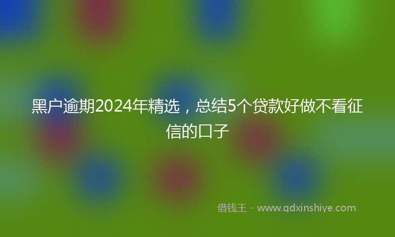 黑户逾期2024年精选，总结5个贷款好做不看征信的口子