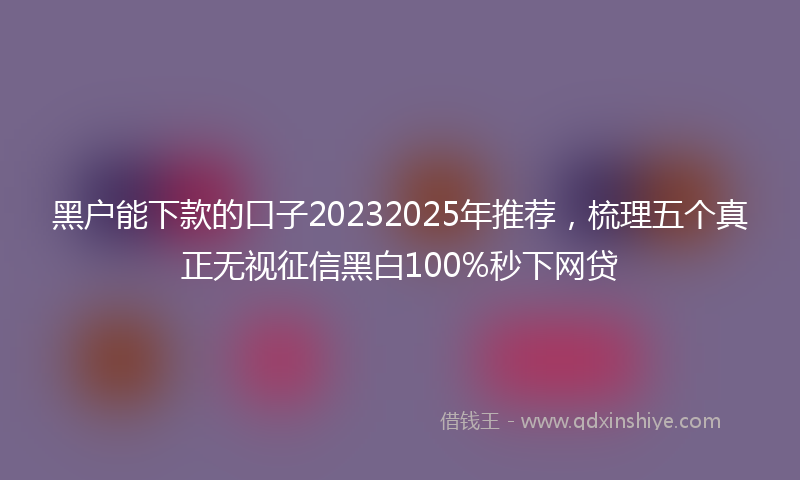 黑户能下款的口子20232025年推荐，梳理五个真正无视征信黑白100%秒下网贷