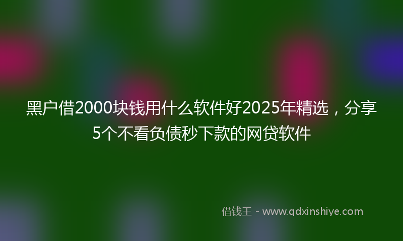 黑户借2000块钱用什么软件好2025年精选，分享5个不看负债秒下款的网贷软件