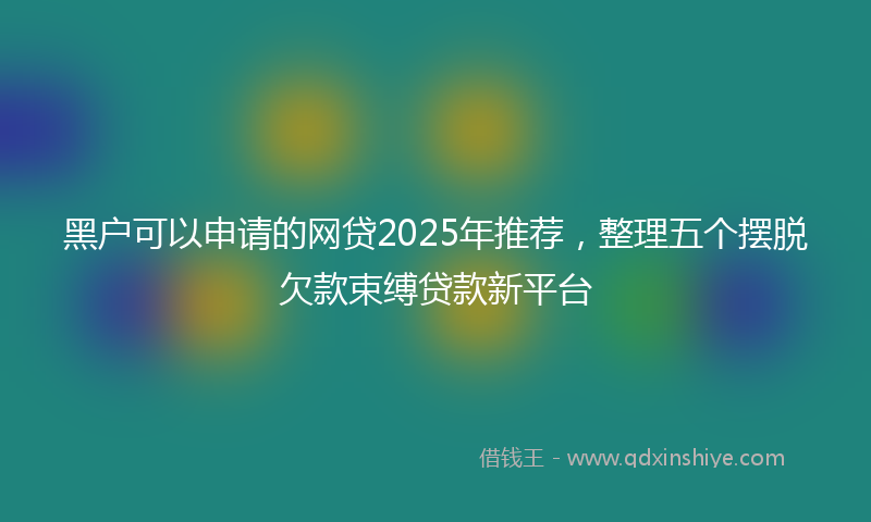 黑户可以申请的网贷2025年推荐，整理五个摆脱欠款束缚贷款新平台