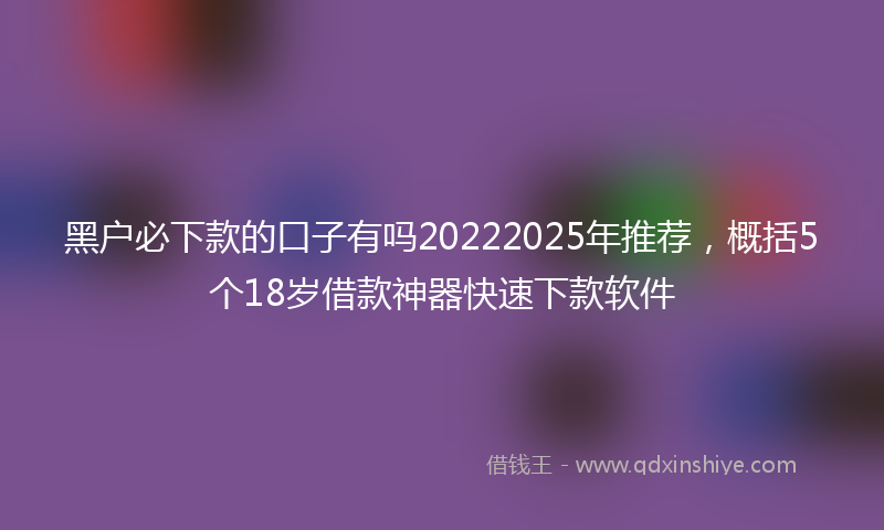 黑户必下款的口子有吗20222025年推荐，概括5个18岁借款神器快速下款软件