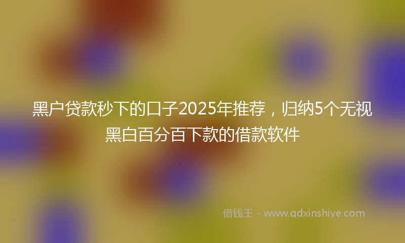 黑户贷款秒下的口子2025年推荐，归纳5个无视黑白百分百下款的借款软件