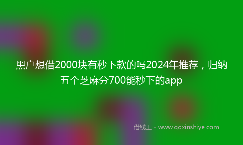 黑户想借2000块有秒下款的吗2024年推荐，归纳五个芝麻分700能秒下的app