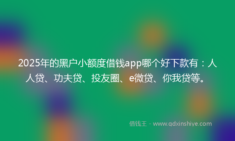 2025年的黑户小额度借钱app哪个好下款有：人人贷、功夫贷、投友圈、e微贷、你我贷等。