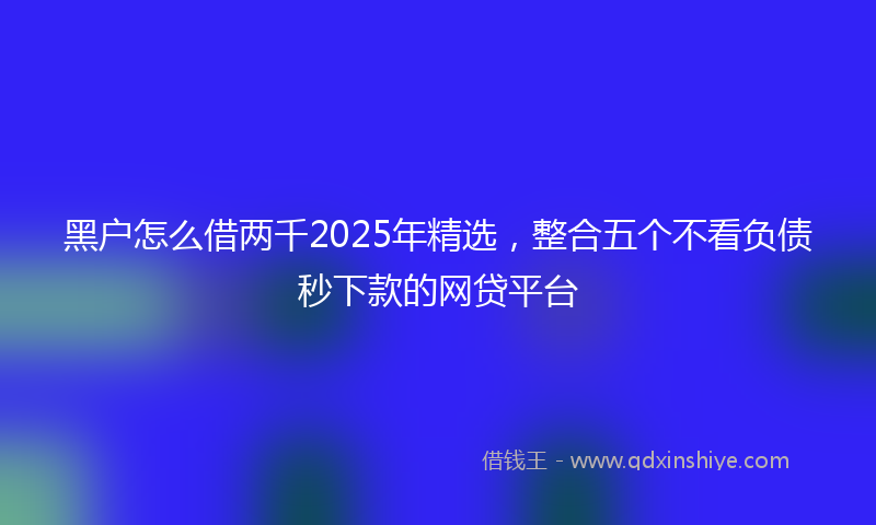 黑户怎么借两千2025年精选，整合五个不看负债秒下款的网贷平台