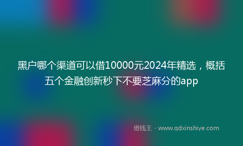 黑户哪个渠道可以借10000元2024年精选，概括五个金融创新秒下不要芝麻分的app