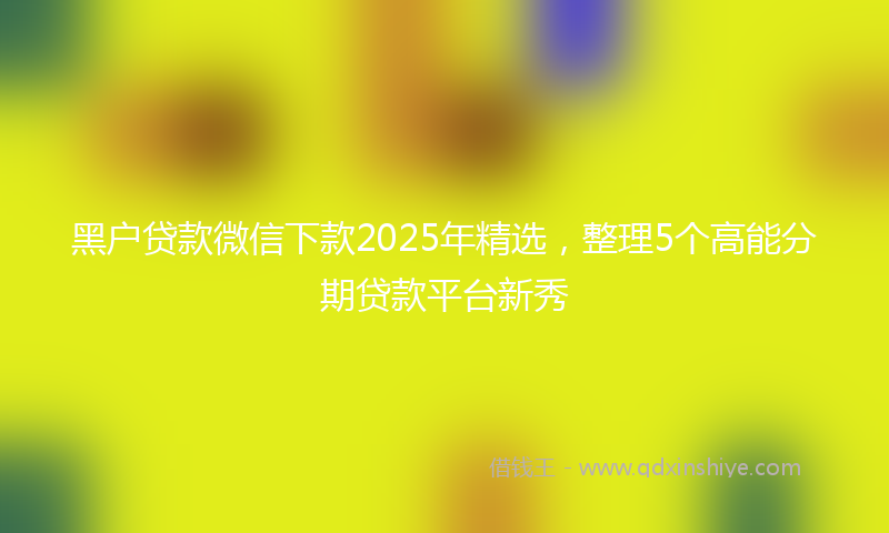 黑户贷款微信下款2025年精选，整理5个高能分期贷款平台新秀