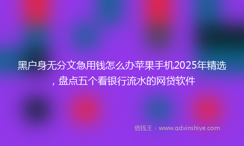 黑户身无分文急用钱怎么办苹果手机2025年精选，盘点五个看银行流水的网贷软件