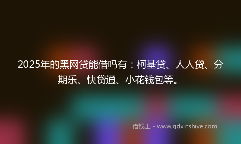 2025年的黑网贷能借吗有：柯基贷、人人贷、分期乐、快贷通、小花钱包等。