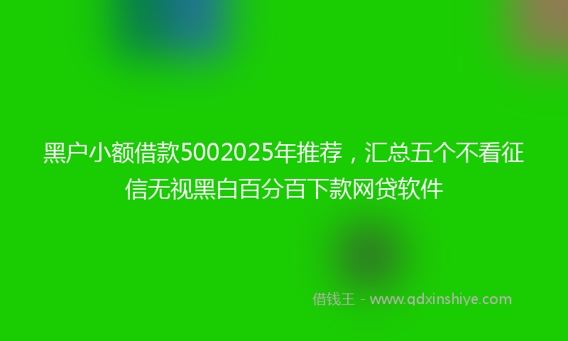黑户小额借款5002025年推荐，汇总五个不看征信无视黑白百分百下款网贷软件
